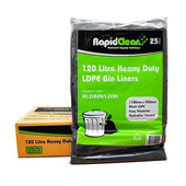 Rapid Clean Garbage Bag 120L Heavy Duty Black 25PK